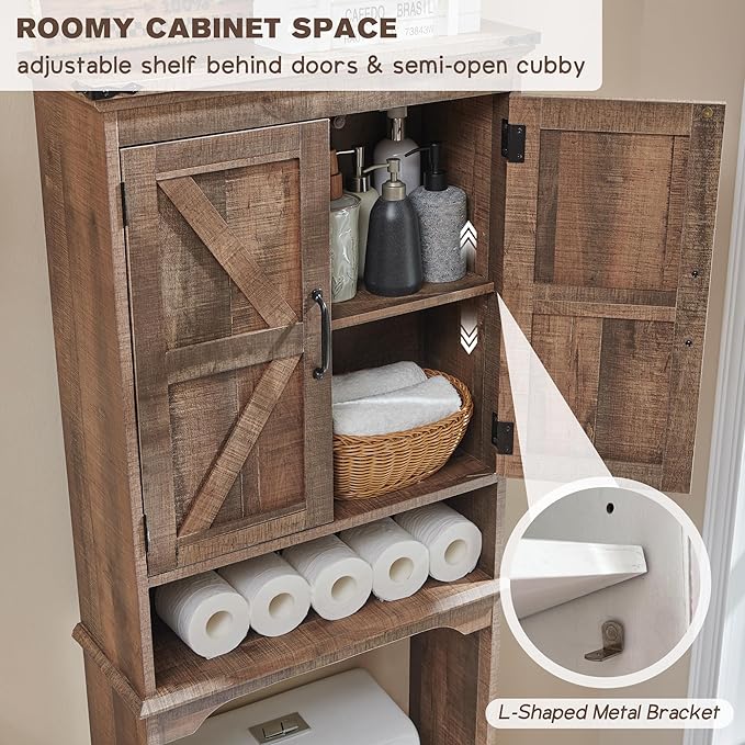 ACCOHOHO Over The Toilet Storage Cabinet, Farmhouse Bathroom Cabinet