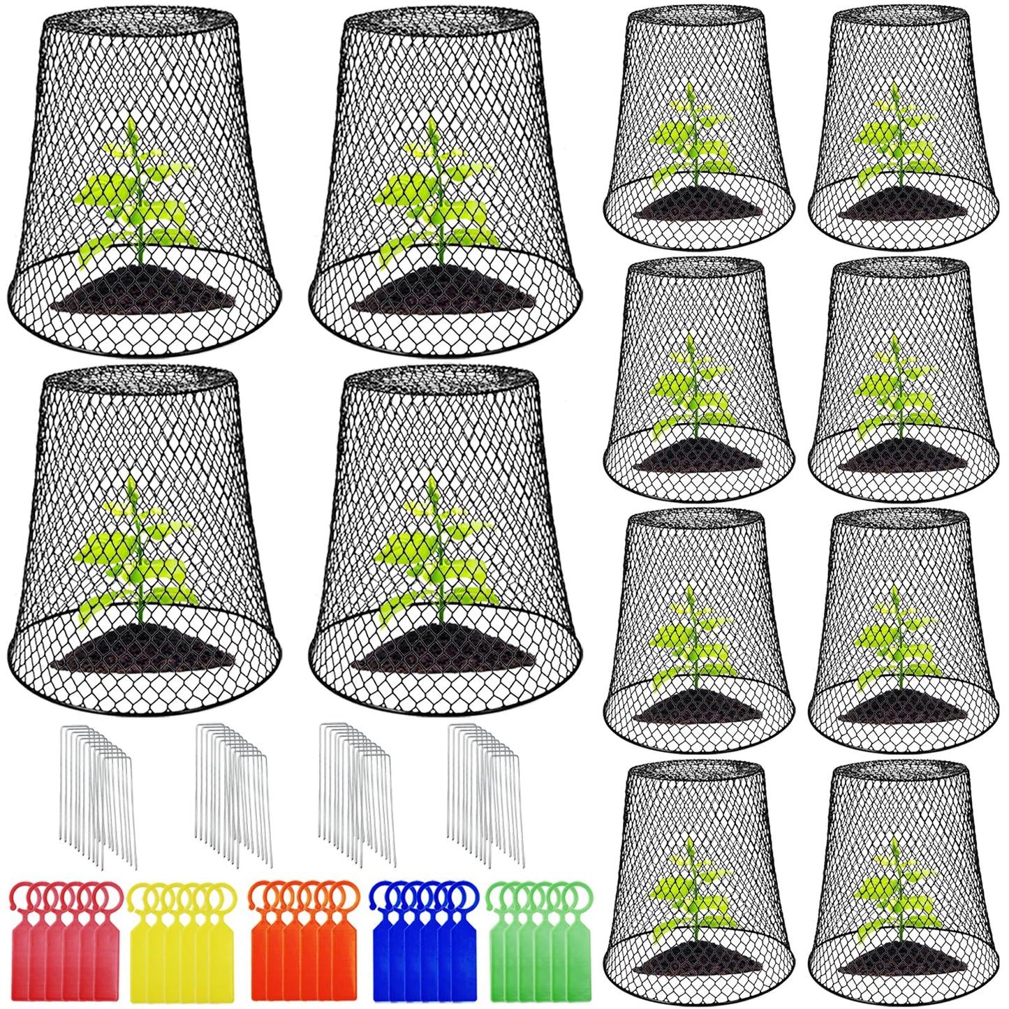 Dizvilz 12Pcs Chicken Wire Cloche Plant Covers,Durable Garden Cloches for Plants,Metal Netting Plant Protectors from Animals for Keeping Bunnies Chicken Squirrels Birds Other Out