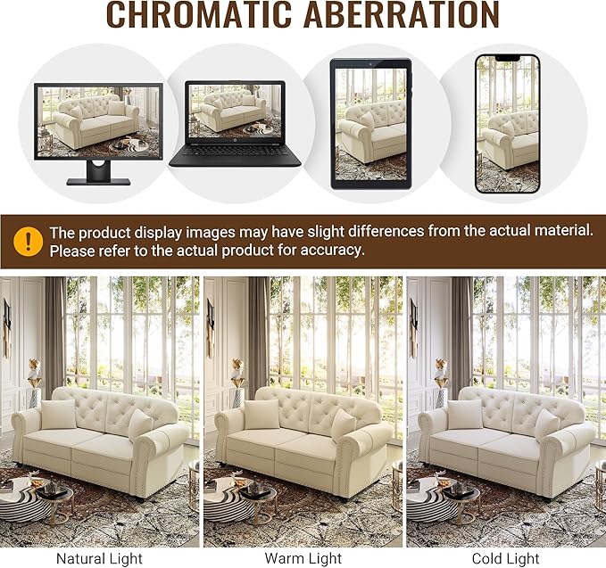KEIKI 83" Velvet Chesterfield Sofa