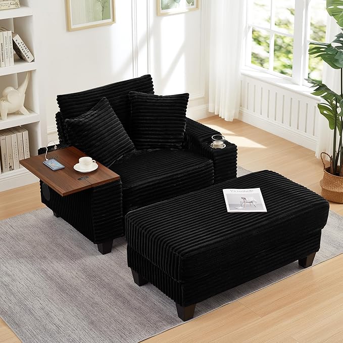 KEIKI Corduroy Storage Armrest Sofa, Single Versatile Seat