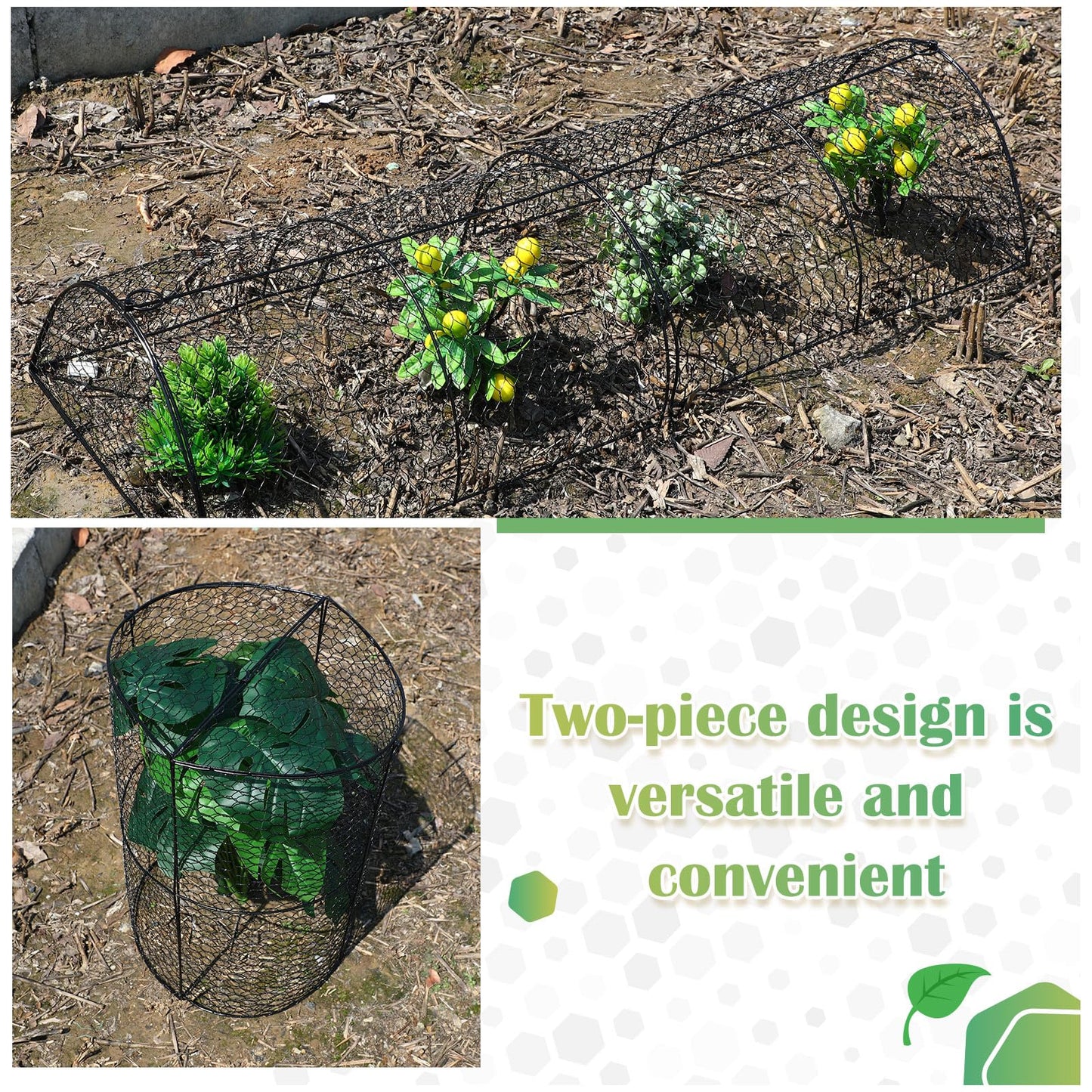 Tandefio 4 Pack Chicken Wire Cloche Plant Protectors from Animals 18.5 x 8 Inch Garden Cloches for Plants to Keep Bunnies Chicken Squirrels Birds Wild Animals Out, Arch Metal Tunnel Garden Cages