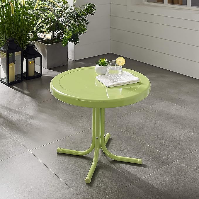 Crosley Furniture Griffith Weather Resistant Retro Metal Outdoor Side Table