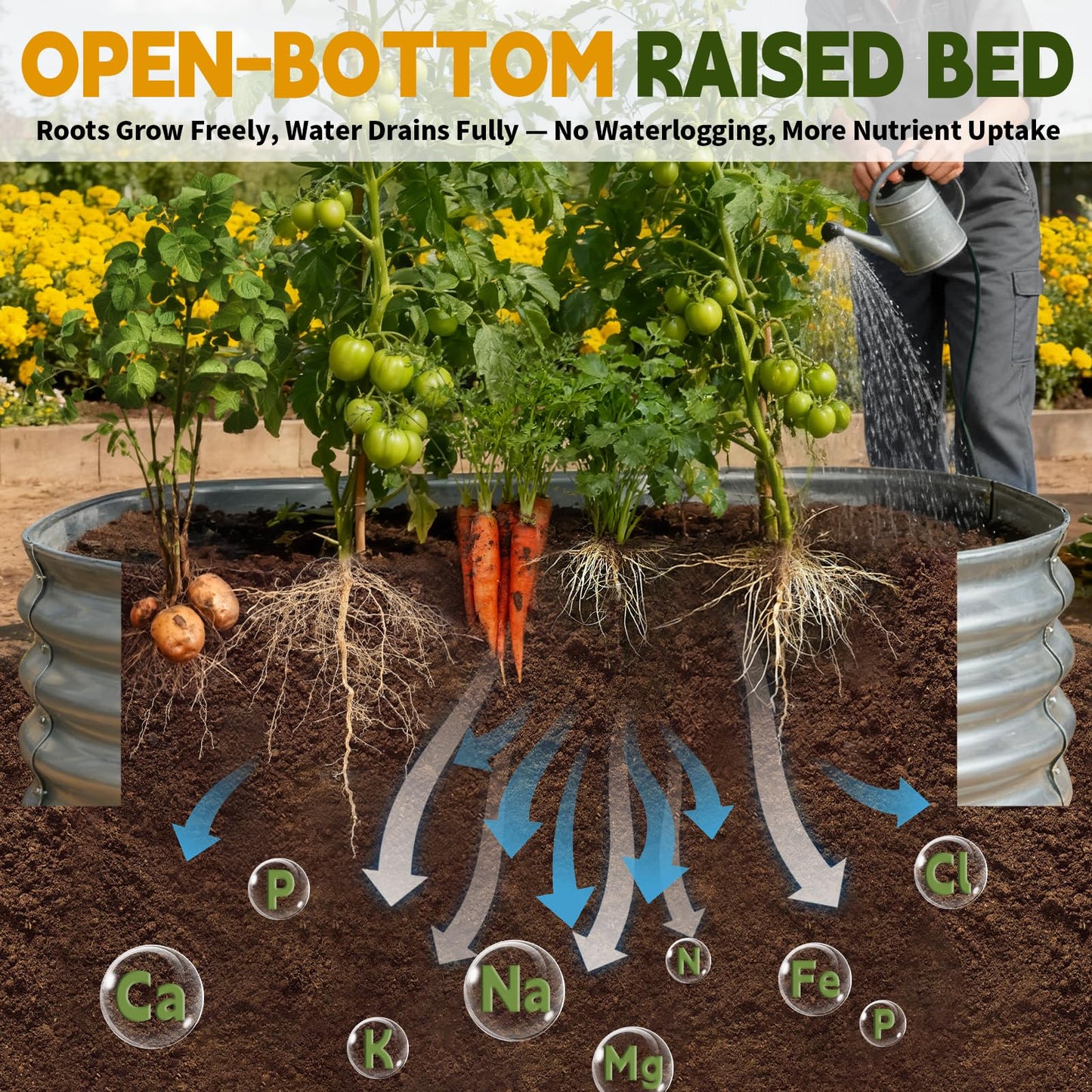 Vivagarden Galvanized Raised Garden Bed Outdoor, Large Raised Bed for Gardening, 4x2x1ft Metal Planter Box for Vegetables, Fruits, Flowers, Easy Assembly with Wing Nuts & Safe Rolled Design, Silver