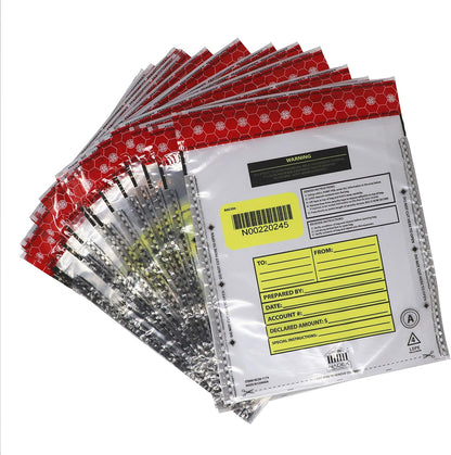 Nadex 9 x 12 Inch Tamper Evident Bank Deposit Bags with FRAUDSTOPPER - 4 Tamper Indicator Security, 100 Pack (Clear)