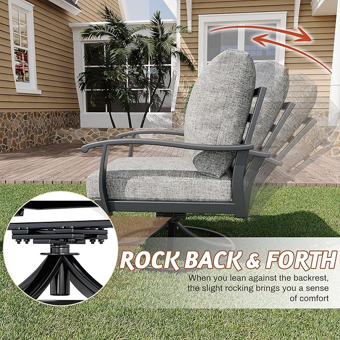 HOMREST Patio Furniture Sets 7 PCS Outdoor Metal Conversation Sets, 360 Degree