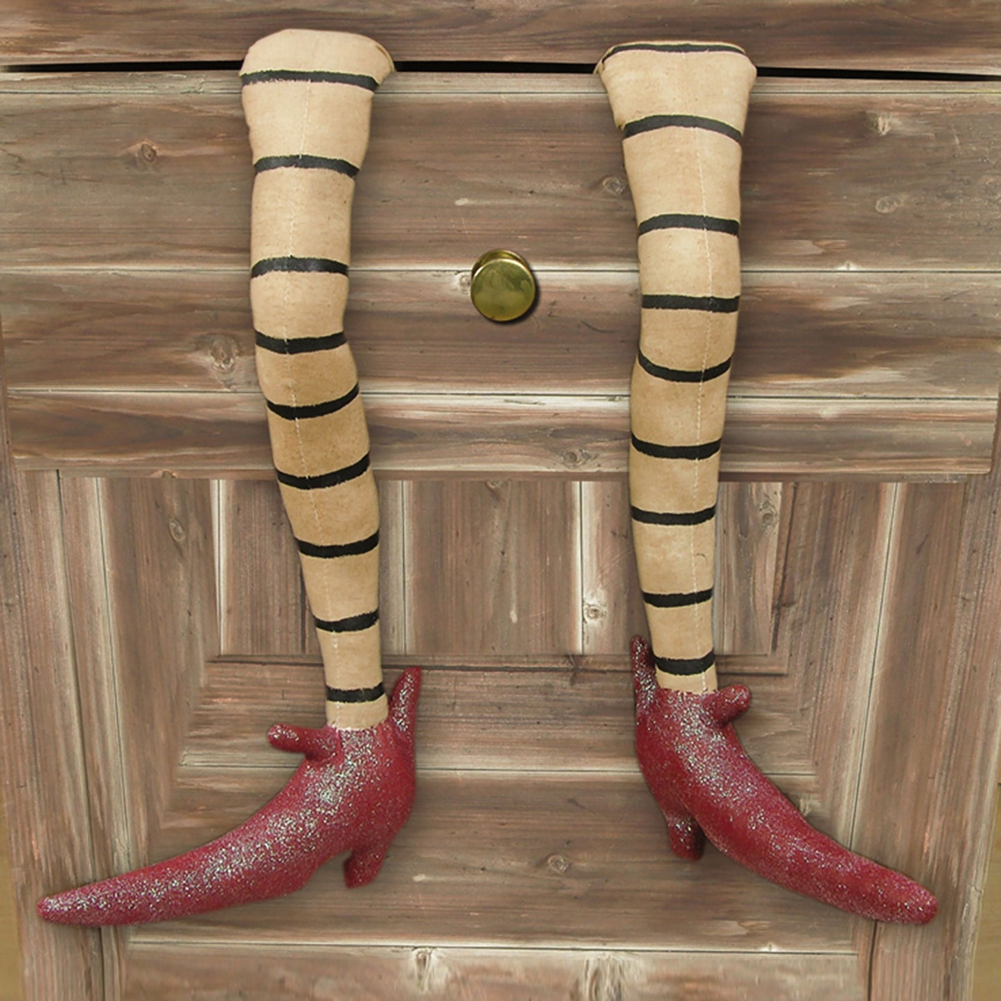 GALLERIE II Halloween Witch's Legs & Feet Caught in Drawer 17" Decoration Assortment of 2 Collectible Joe Spencer Gathered Traditions Cute Spooky Scary Autumn Fall Harvest Home Decor Decoration A/2