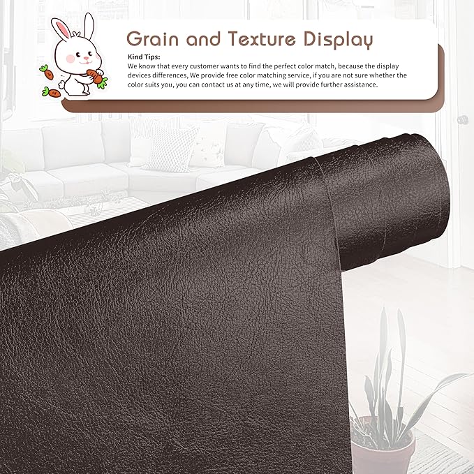 KING MOUNTAIN Leather Repair Patch, 12 x 60 Inches self Adhesive Leather Repair