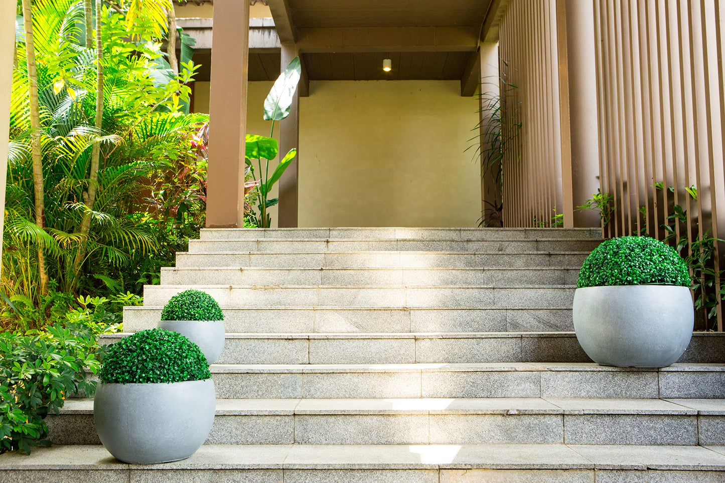20", 16" and 12" W Round Slate Gray Concrete/Fiberglass Indoor Outdoor Elegant Bowl Planters (Set of 3)