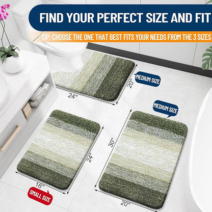 OLANLY Bathroom Runner Rugs Mat 47x20, Extra Soft Absorbent Microfiber Bath Rugs, Rubber Backing, Quick Dry, Washable Long Bath Mats for Bathroom, Tub and Shower, Home Decor Accessories, Dark Green