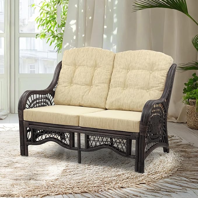 Malibu Lounge Loveseat Sofa Natural Rattan Wicker Handmade Design