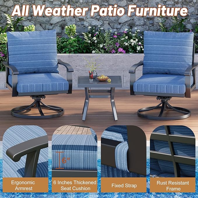 HOMREST Outdoor Swivel Rocker Patio Chairs