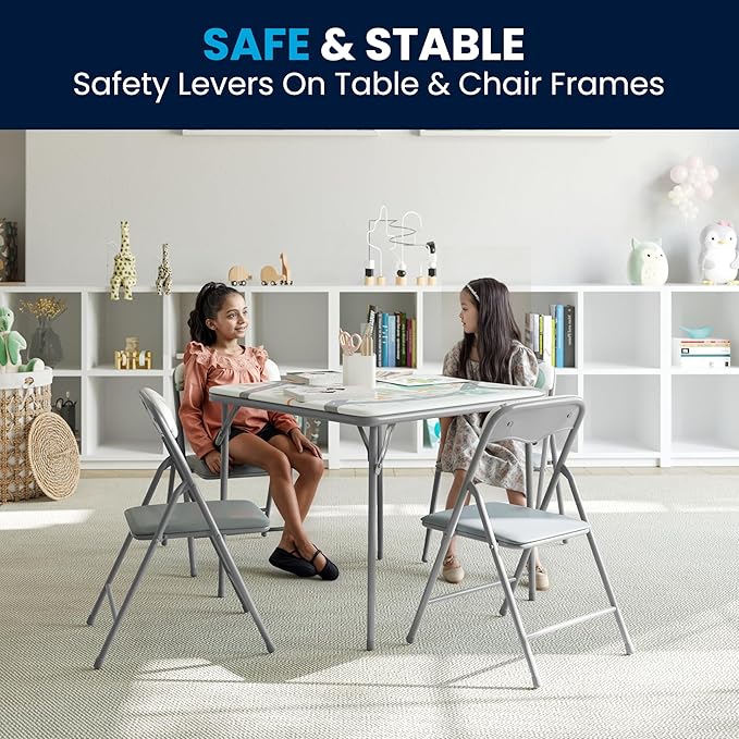 Flash Furniture Mindy Kids 5-Piece Folding Square Table and Chairs Set