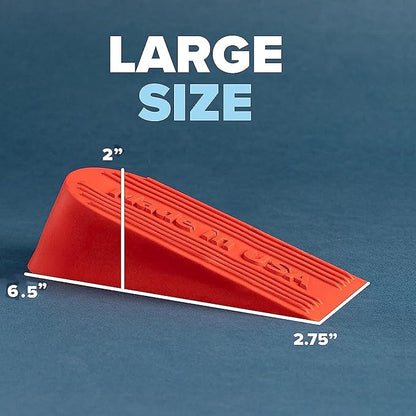 Large Big Rubber Door Stopper Made in USA - Door Stop Wedge for Carpet, Tile, Concrete Floor, Tall Door Stoppers for Bottom of Door - Heavy Duty for Commercial & Home - 6.5 x 2.75 x 1.9 Inches - Gray