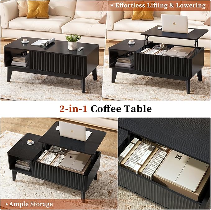LYNCOHOME Fluted Coffee Table