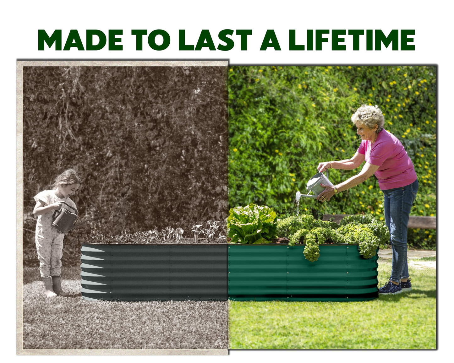 9-in-1 Galvanized Steel Raised Garden Bed // 8×2×1.5 ft Modular Planter for Gardening, Vegetables, Flowers // 18" Tall Metal Raised Garden Beds Outdoor (Dark Green) // Patented Design Planter Box