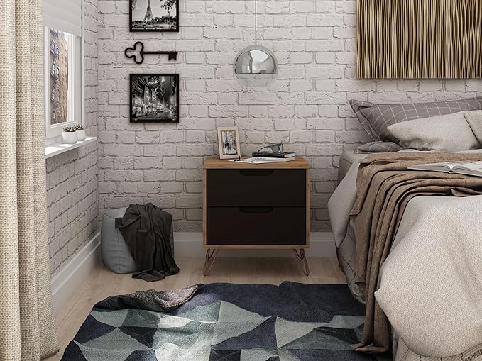 Elegant Gray Nightstand with Shelf and Drawer Made from Sustainable Materials