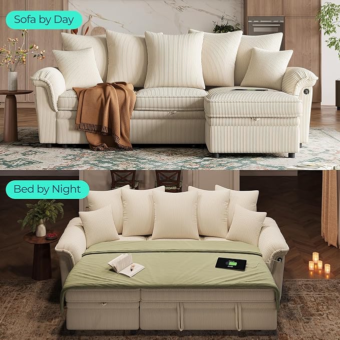 LINSY HOME 90.5'' Sectional Sleeper Sofa