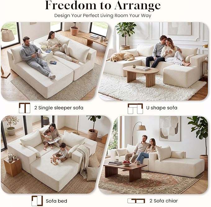 106" Cloud Sectional Boneless Couches
