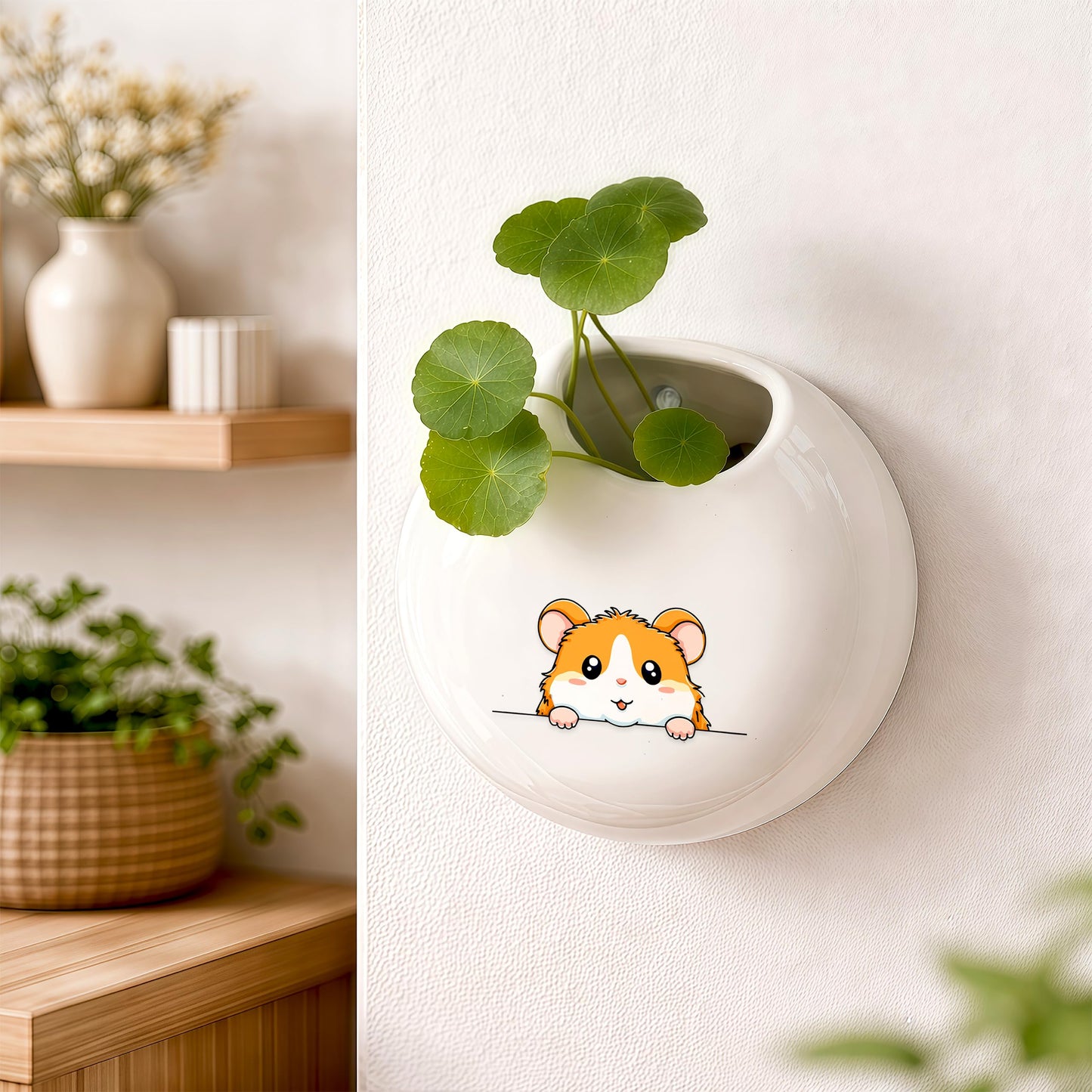 BJDAMAI Hamster Small Wall Planters for Indoor Outdoor Pots Ceramic, Gifts for Women Teens Girls Kids, Hamster Lovers Themed Gifts Decor Stuff Things Items!