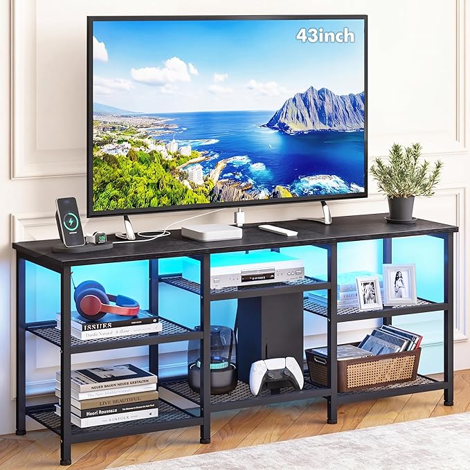 YGEOMER Entertainment Center for TVs Up to 55 Inch, Entertainment Stand