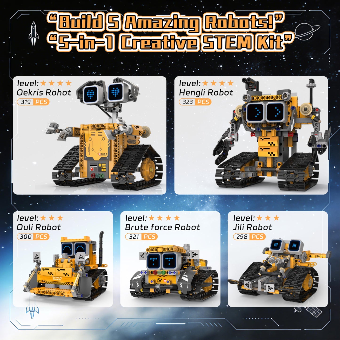 SIGHTEEDA 5-in-1 Smart Robot Building Kit for Kids 6-12, Build & Code Your Own Robot World, STEM Coding Robot Toy with App & Remote Control, Hands-on Robotics Set, Educational STEM Gift (348 PCS)