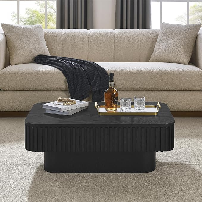 Lift Top Coffee Table for Living Room, Rectangle Handmade Solid Wood Strips