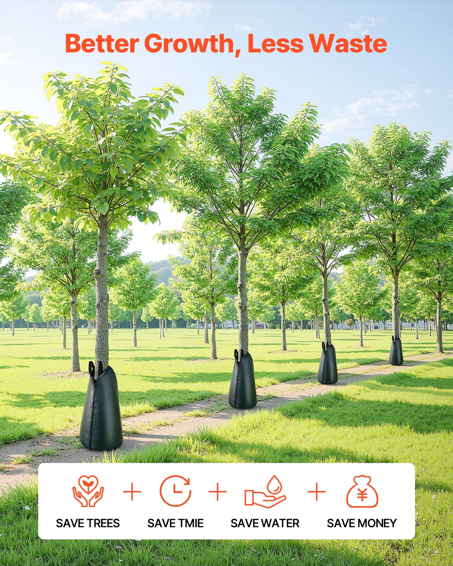 VEVOR Tree Watering Bags Slow Release 20 Gallon 25 Pack, 3-4 Hours Tree Water Bag, Heavy Duty PE Tree Drip Irrigation Gator Bag with Zipper, Durable & Reusable Deep Root Shrub Watering Bag