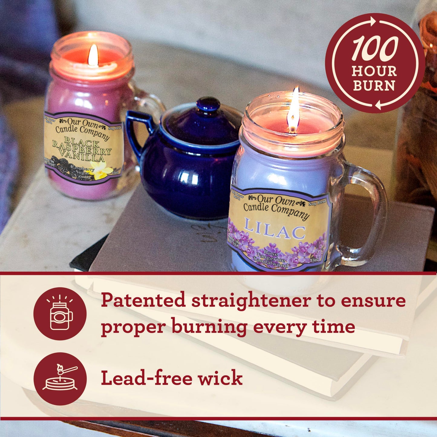 Our Own Candle Company, Banana Nut Bread Scented Mason Jar Candle, 100 Hour Burn Time - 13 Ounces