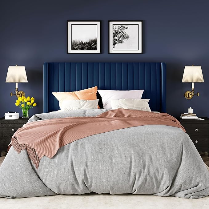 Allewie Full Size Velvet Bed Frame/Vertical Channel Tufted Wingback