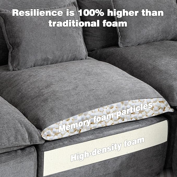 Boneless Couch Sectional Cloud Couch 130'' Oversized Modular Sectional Sofa