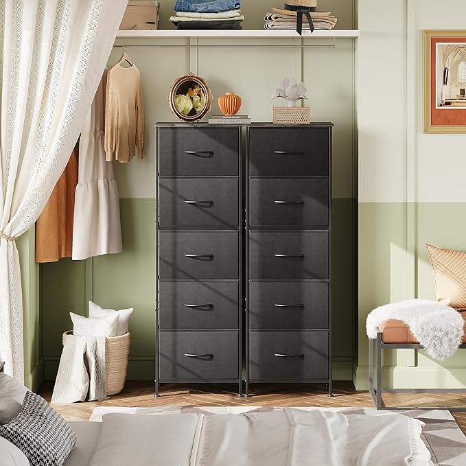 WLIVE Fabric Dresser, 5-Drawer Tall Dresser