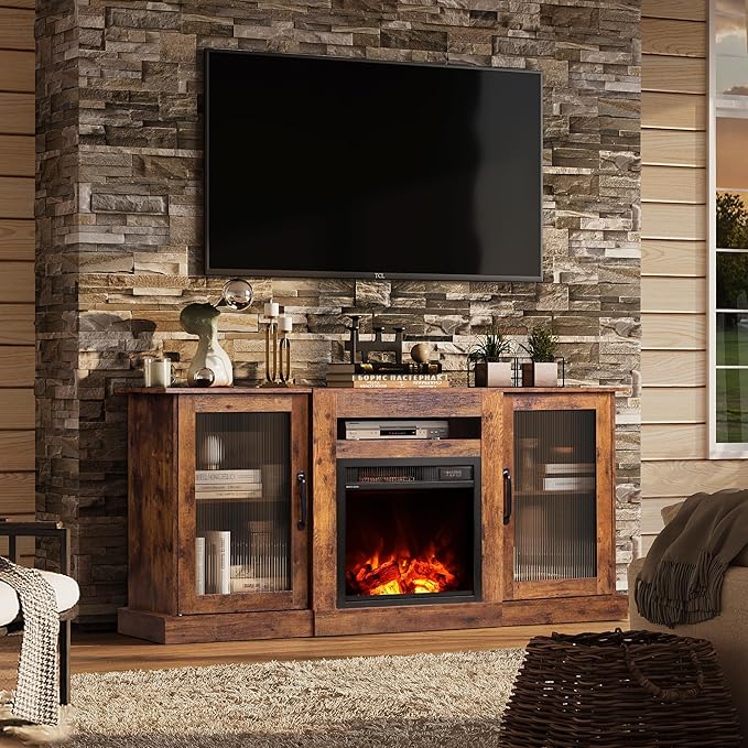 WLIVE Fireplace TV Stand for 65" TV, Entertainment Center