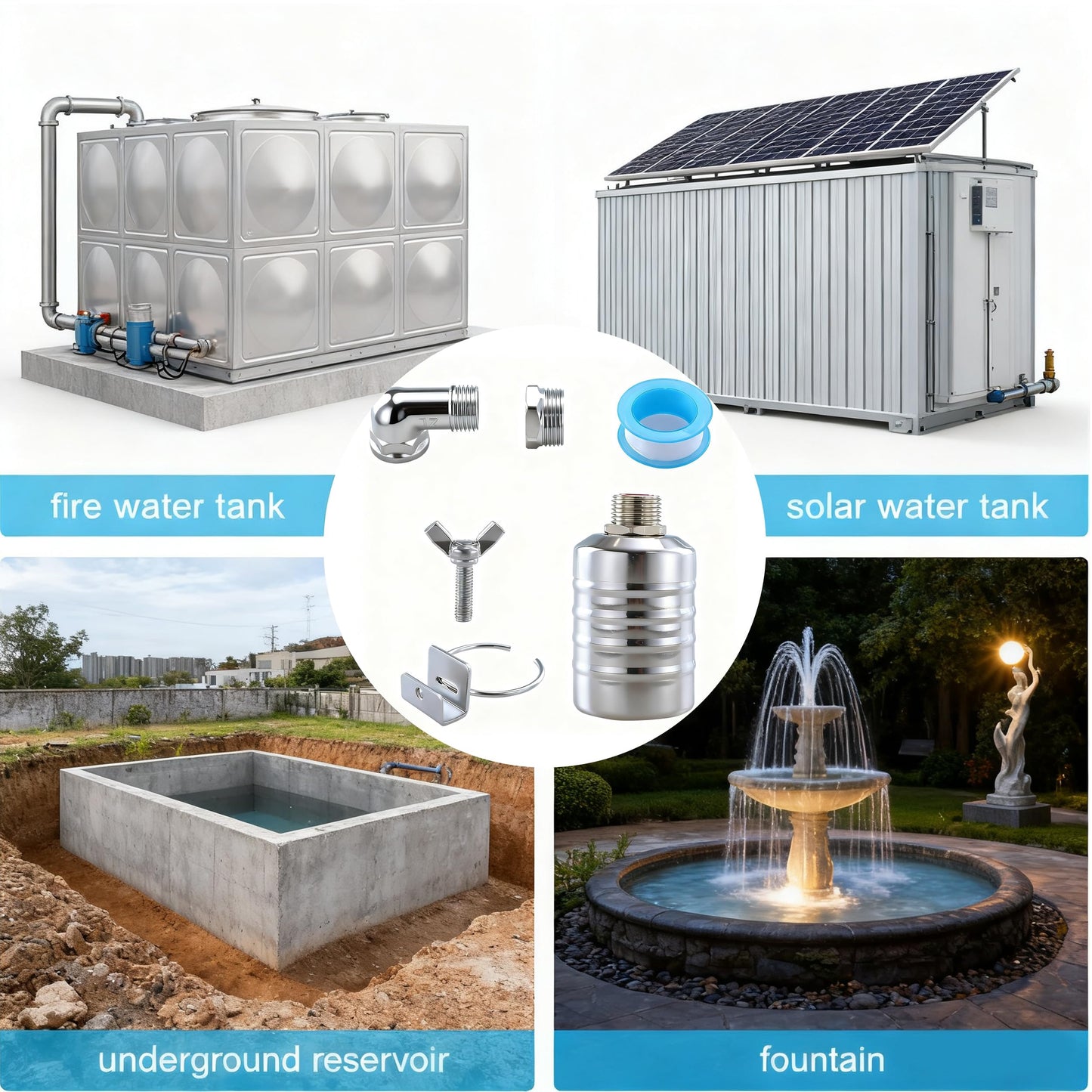 Costyleen 2 Pack Water Float Valves - Stainless Steel Automatic Level Control with 1/2in & 3/4in Connections for Fish Tanks, Swimming Pools, Livestock Water Troughs