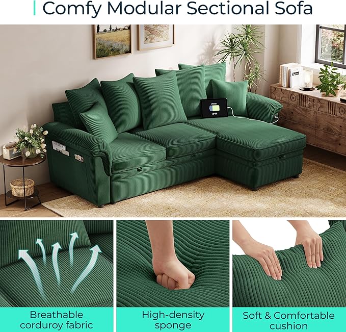 LINSY HOME 90.5'' Sectional Sleeper Sofa