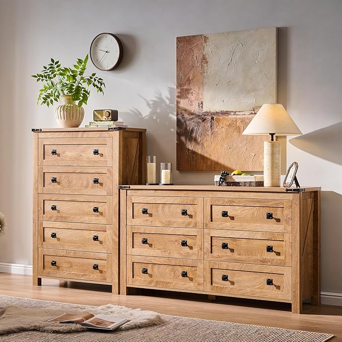 T4TREAM Farmhouse 6 Drawers Dresser