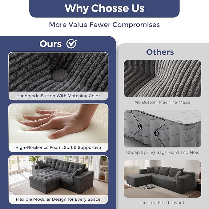 MAXYOYO 104" L Shaped Modular Sectional Sofa
