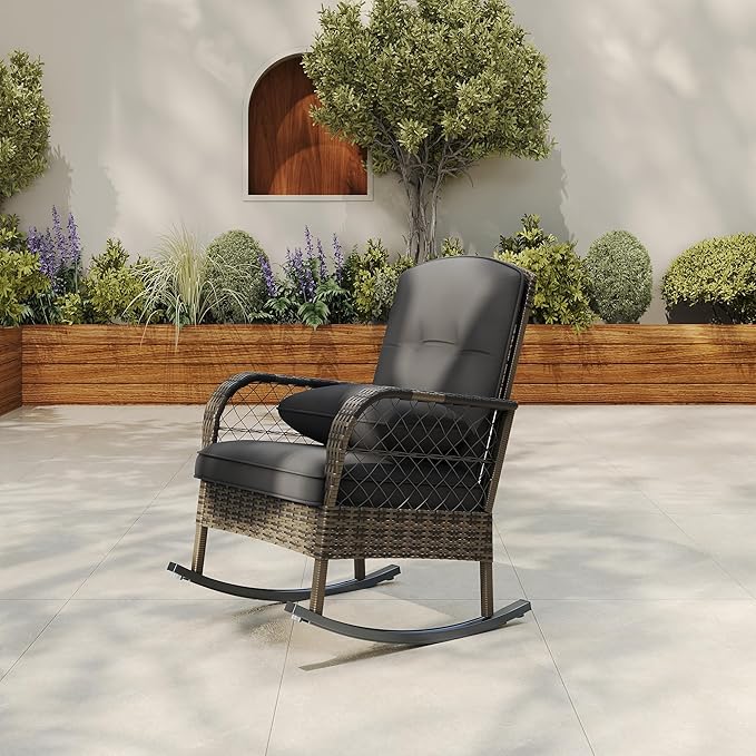 Outdoor Wicker Rocking Chair, Patio Rattan Rocker Chair