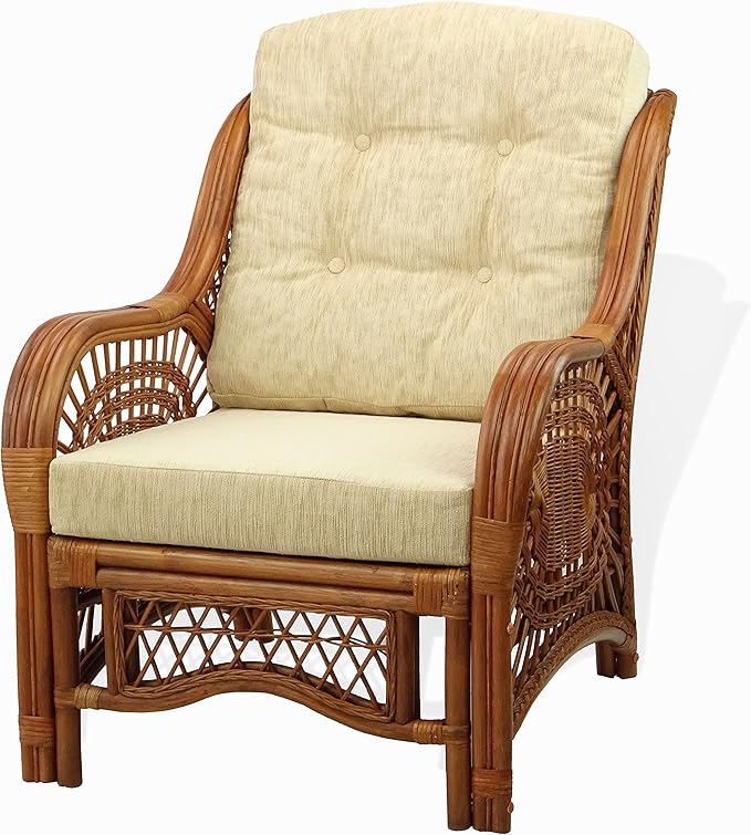 Malibu Lounge Living Accent Armchair Natural Rattan Wicker Handmade Design