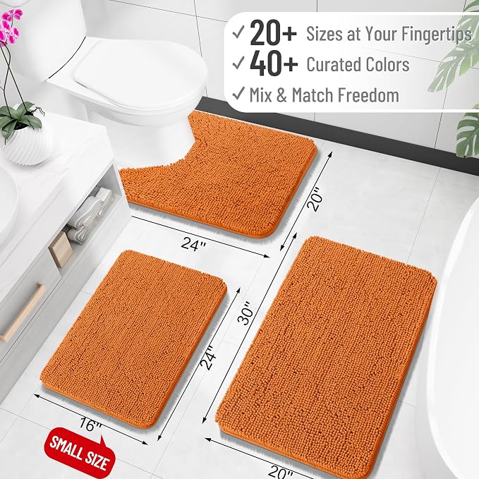 OLANLY Large Bathroom Rugs 45x27, Extra Soft Absorbent Chenille Bath Rugs, Rubber Backing Quick Dry, Machine Washable Bath Mats for Bathroom Floor, Tub and Shower, Home Decor Accessories, Clay