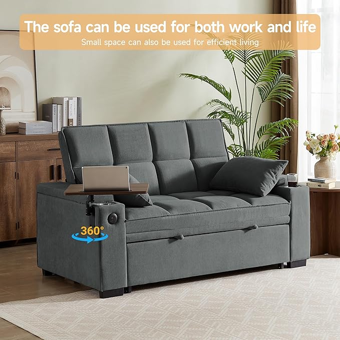 Auvsoce 65" Sleeper Sofa Bed Loveseat, Convertible Couch
