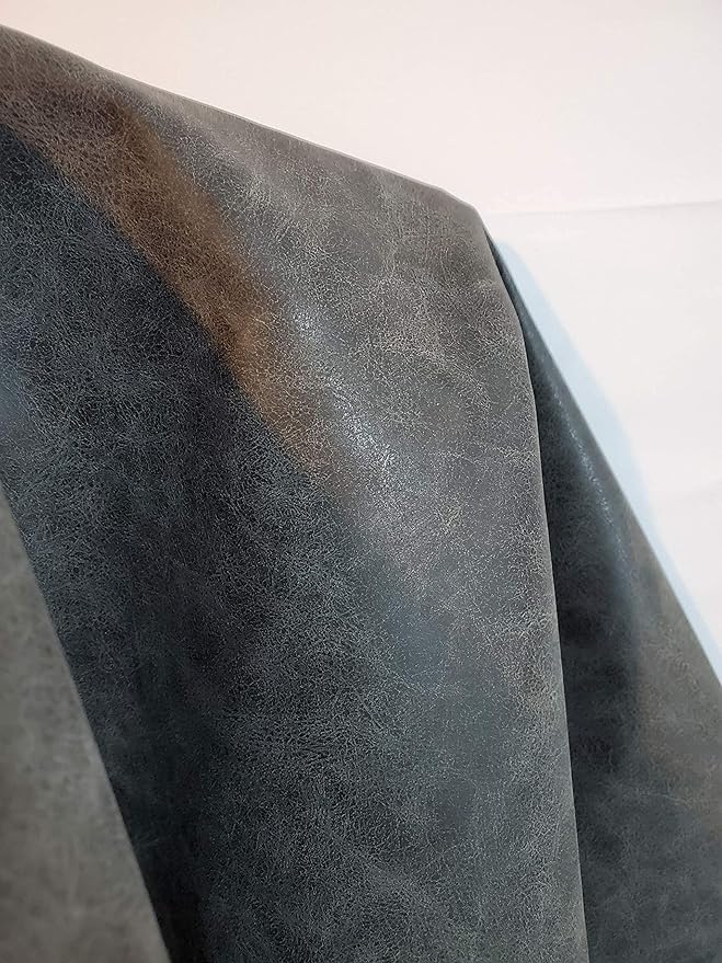 NAT Leathers | Gray Distressed Crazy Horse Oily Faux Vegan Leather PU | 1 Yard