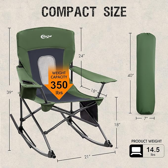 Portal Outdoor Rocking Chair Camping Folding Portable Rocker