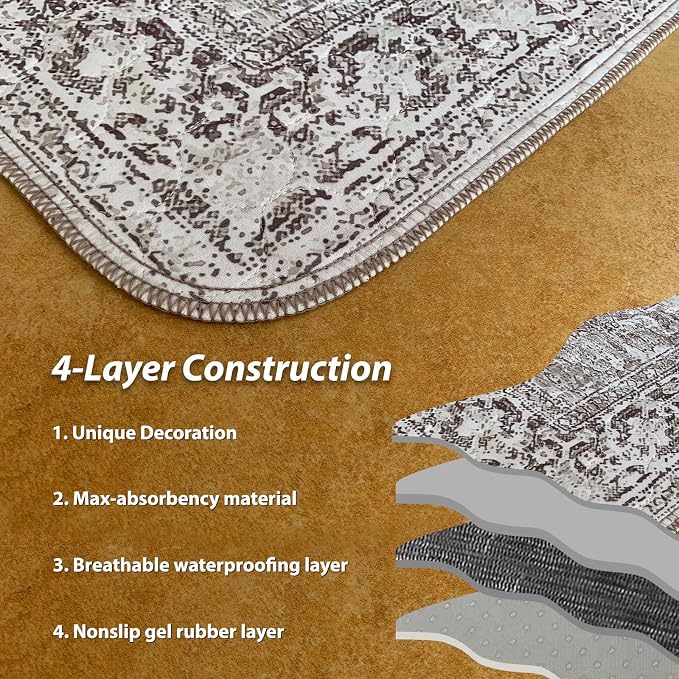 nunubaby Washable Pee Pads for Dogs, Stylish, Non-Slip and Leak-Proof Pee Pads. Reusable Potty Pads for Dogs for Crates and Floors.(Brown/Geo,31" x36" )