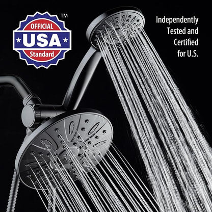 AquaDance 7" Premium High Pressure 3-Way Rainfall Combo Combines The Best of Both Worlds-Enjoy Luxurious Rain Showerhead and 6-Setting Hand Held Shower Separately or Together, Matte Black