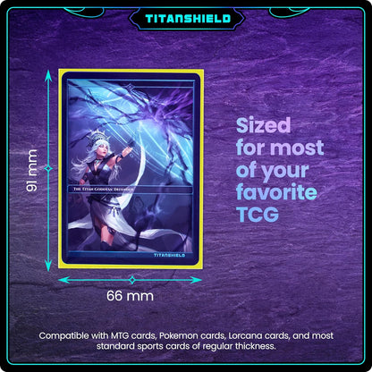 TitanShield (150 Sleeves, Yellow Compatible with Standard Sized Board Games, MTG Magic The Gathering, Lorcana, and Trading Card Sleeves Deck Protector 2.5" x 3.5" 66x91mm