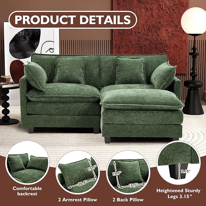 Ihanherry 77" L Shaped Modern Sofa Modular Sectional Cloud Couch