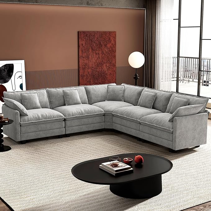 Ihanherry 114" V-Shaped Modern Sofa Modular Sectional Cloud Couch
