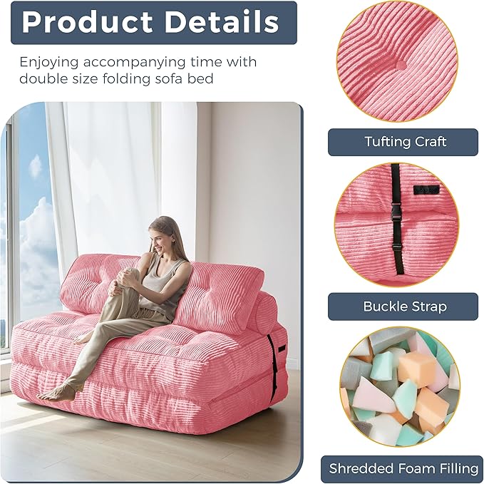 MAXYOYO Folding Sofa Bed, Convertible Sleeper Chair