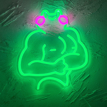 Fitness Frog Neon Sign - LED Muscle Frog Neon Light Sign 11.8x13 Inch Gym Room Wall Art USB Powered Gym Wall Decor Motivational Workout Room Home Office Art Christmas Birthday Gift