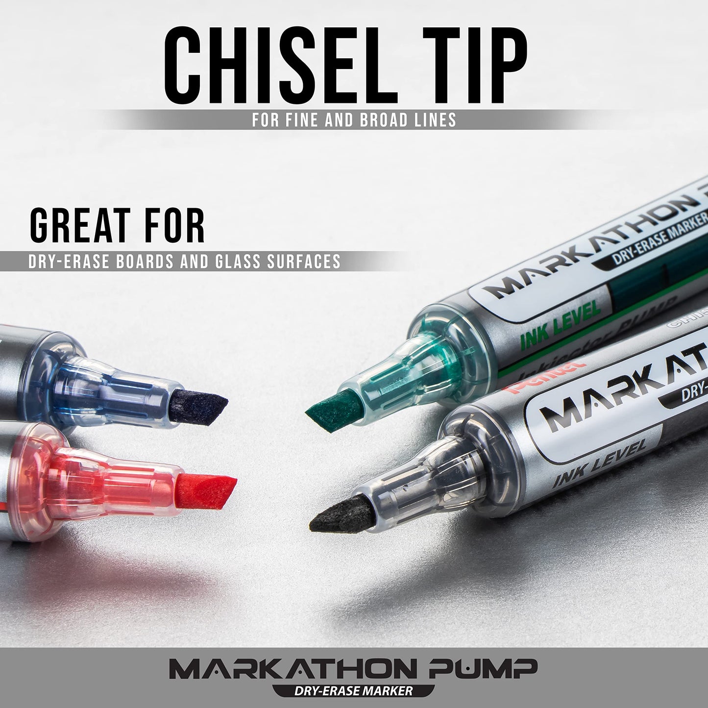 Pentel Markathon Pump Dry Erase Marker, Chisel Tip, Green Ink, 12 Pack (MWL6SX-D)